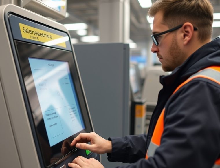 Terminal de autoservicio con protección anti-skimming instalada
